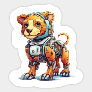 Cartoon lion robots. T-Shirt, Sticker. Sticker